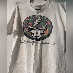 Fruit of the Loom White Grateful Dead Skull Tie-Dye Graphic Tee